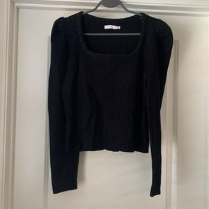 Lush Black Puff Shoulder Sweater